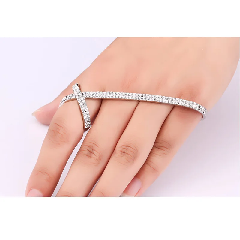

Clear Cubic Zirconia Palm Cuff Bracelet Bangle Chain Adjustable Hand Harness Bracelets Pulseiras for Women Girls Gift
