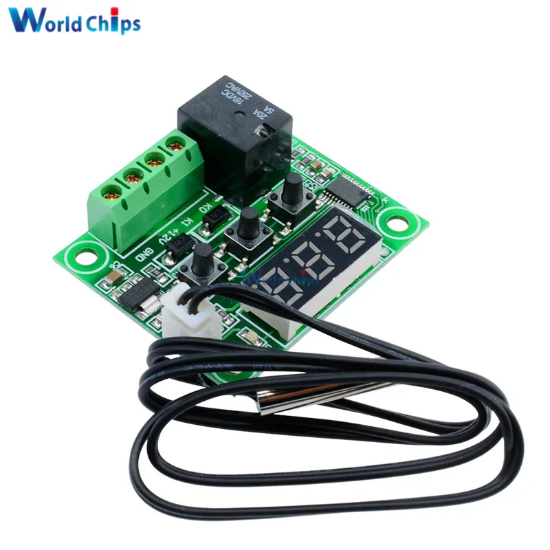 W1209 DC 12V Green LED Digital Thermostat Temperature Control Thermometer Thermo Controller Switch Module Waterproof NTC Sensor