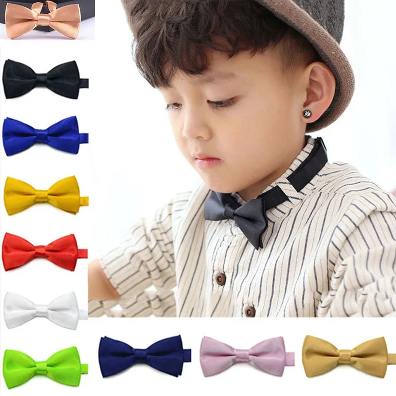 Classic Kids Bowtie Boys Grils Baby Children Bow Tie Fashion Solid Color Mint Green Red Black White  Butterfly Gravata