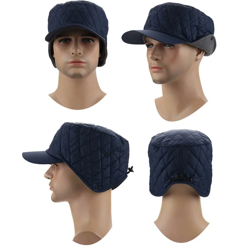 2022 New men\'s women\'s winter hat windproof windbreaker fabric warm ear protection plus velvet thick baseball cap