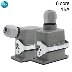 HDC-HE-06 Rectangular Heavy duty Connector  6pins Aviation Socket Industrial Waterproof Wire Connector 16A 500V