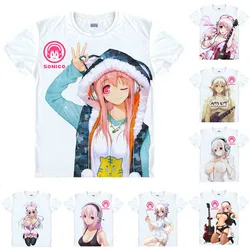 Coolprint Anime Shirt Super Sonico SUPERSONICO T-Shirts Multi-style Short Sleeve NITRO SONICOMI Niko Cosplay Motivs Hentai Shirt