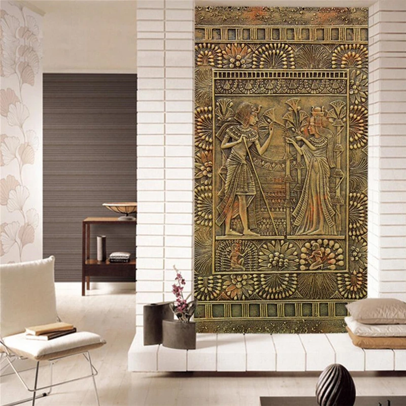 

wellyu papel de parede para quarto Custom wallpaper Ancient Egyptian pharaoh reliefs wall papers home decor papier peint