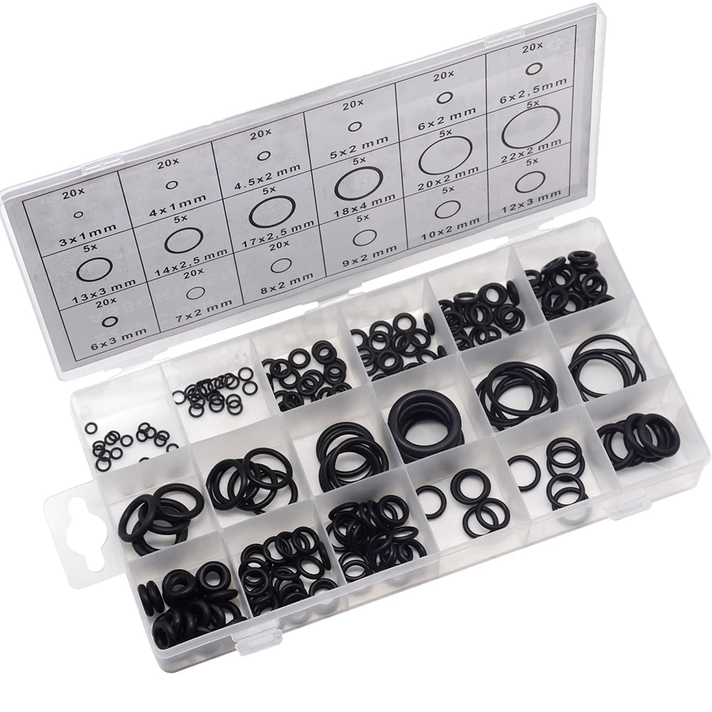 225pcs Rubber O Ring O-Ring Washer Seals Watertightness Assortment Different Size With Plactic Box Kit Set