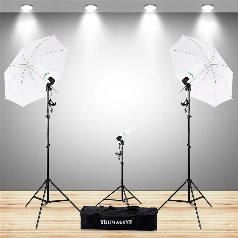 Photo Studio Kit With E27 Socket Photo Lighting Bulb Holder Photography Flash Soft Umbrella +Tripod&Lighting Stand+Light Bulbs