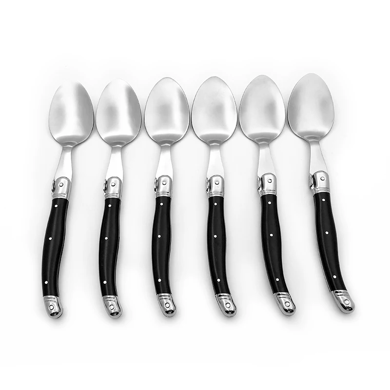 Black Stainless Steel Cutlery Dinner Spoon Soup Scoop Public Rice Spoon Dinnerware Set Large Long Handle Table Service Spoons
