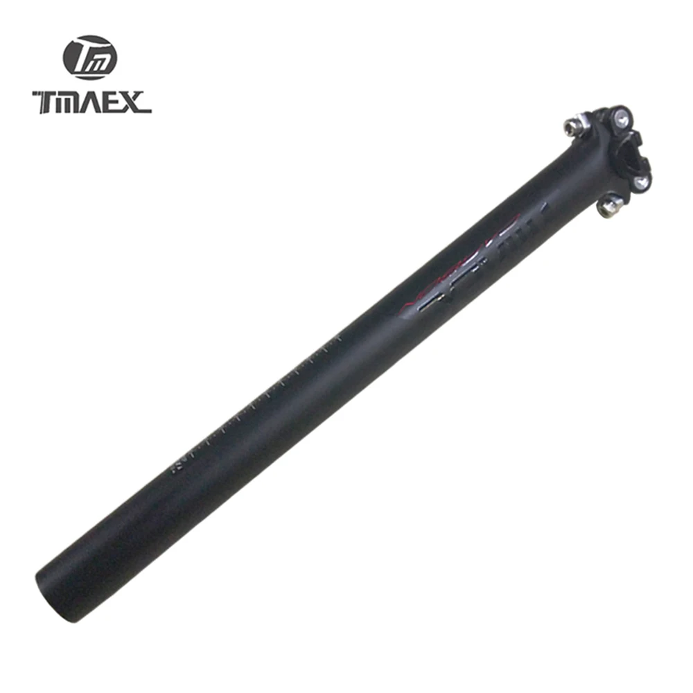 TMAEX-Full Carbon Fiber Bicycle Seatpost, Matte Black, Mountain and Road, MTB Bike Parts, 27.2mm, 30.8mm, 31.6mm, 350mm, 400mm