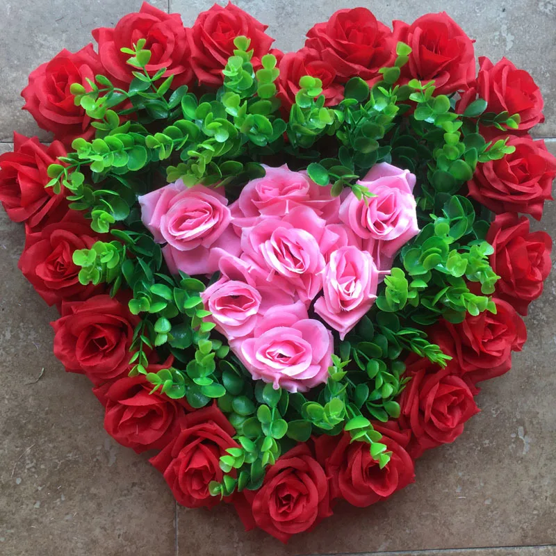 

Free Shipping Wedding Centerpieces Lovely Heart Shape Rose Flowers Rows for Party Room Car Decoration Supplies