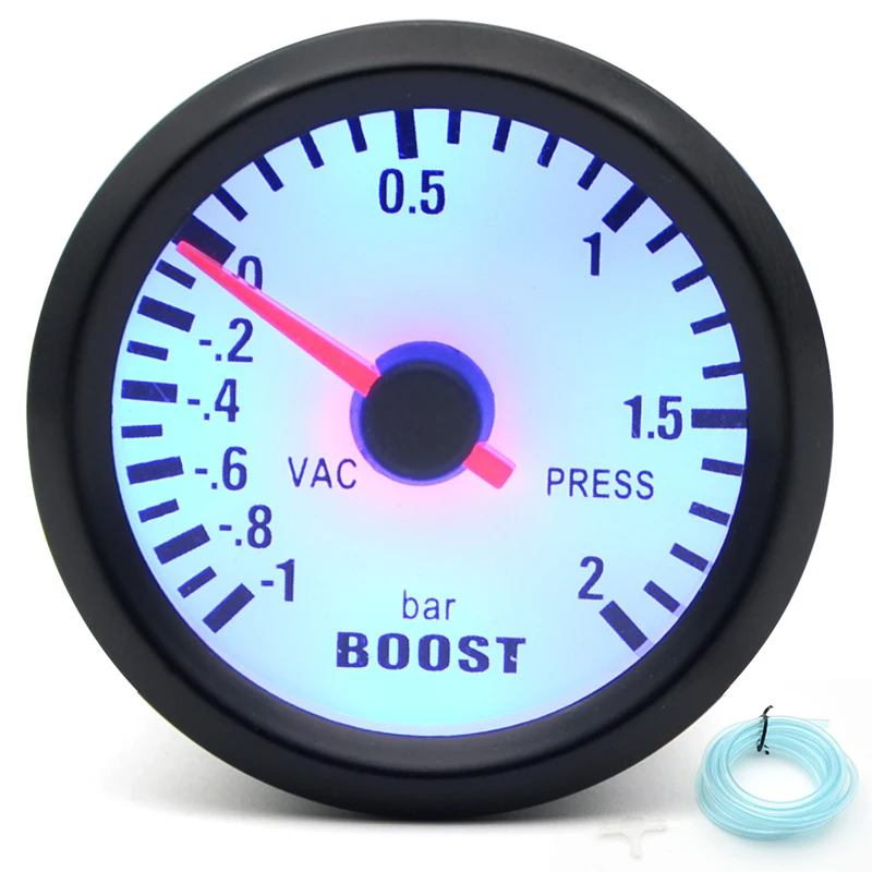 2inch 52mm Mechanical Turbo Boost Gauge -1~2 Bar / -30~30 PSI Vacuum Press Meter Analog  Black Case Blue LED