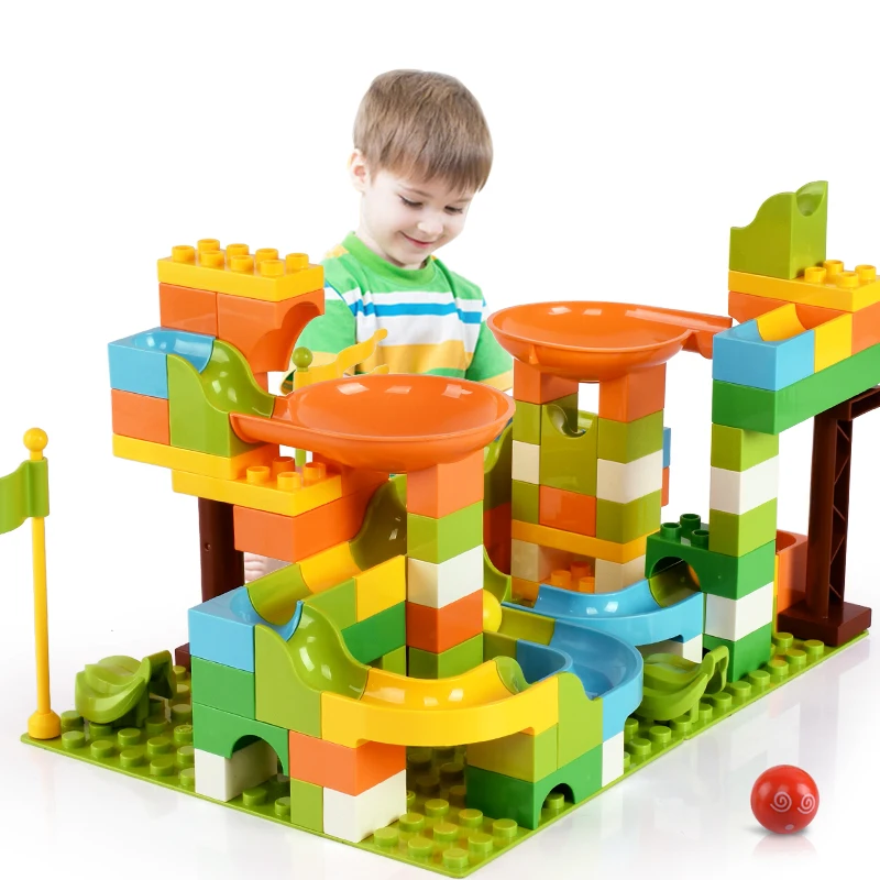 

Big Size Marble Race Run Block Maze Ball Track Building Block Funnel Slide DIY Brick Toys For Children Gift