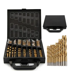 HAANZHALL Iron Box packing 99PCS HSS Twist Drill Bits Set 1.5-10mm Titanium Coated Surface 118 Degree For Drilling woodworking