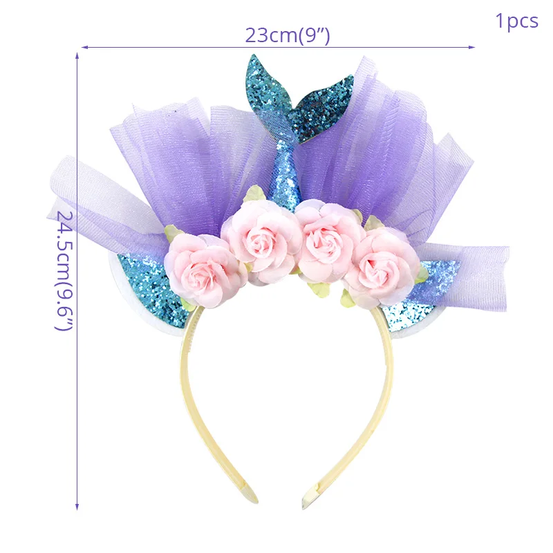 WEIGAO Little Mermaid Party Crown Headband Mermaid Tail Hat Photo Props for Girl 1st Birthday Party Mermaid Hair Accessories