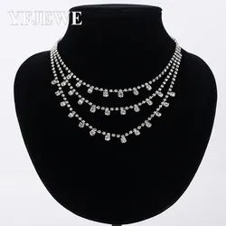 Fashion Superior Quality European-American Necklace Trendy Rhinestone Geometric Necklace Short Section Wild Jewelry YFJEWE