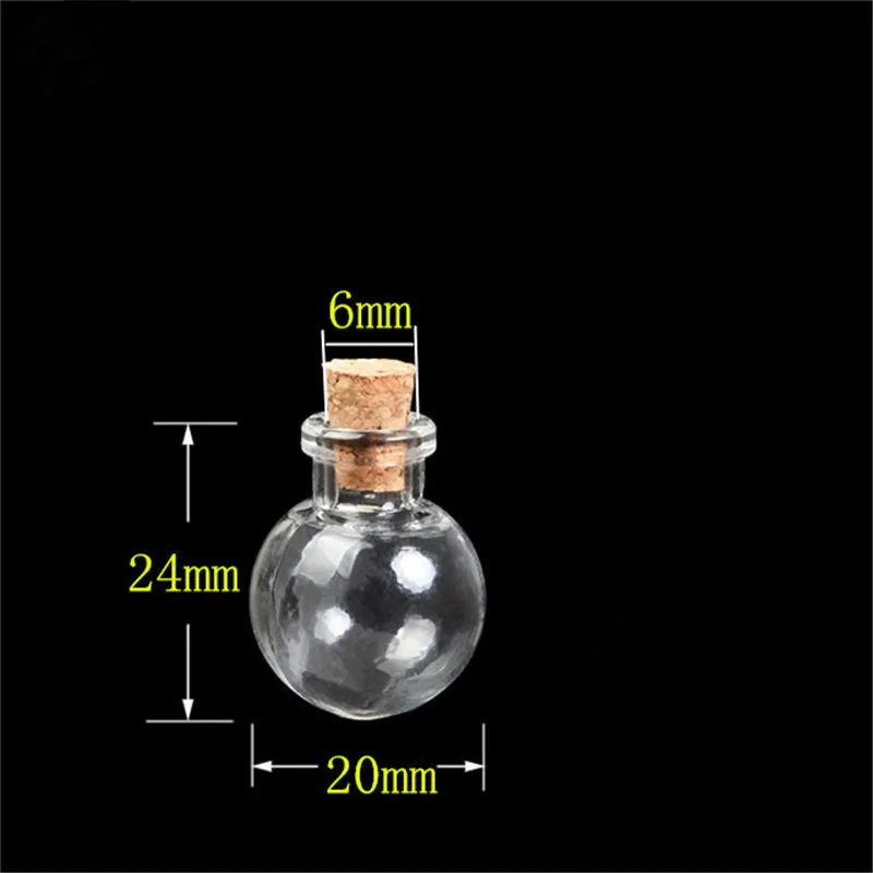 Round Ball Mini Bottles Pendants Necklace Small Glass Bottles With Cork Gift Glass Jars Vial 100pcs New Arrival