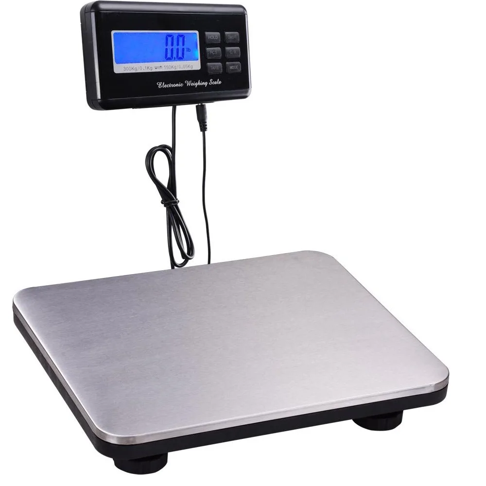 

660lbs x 0.1lb / 300kg x 100g Digital Floor Bench Scale Steel Platform Shipping Postal Pet KG/LB/OZ