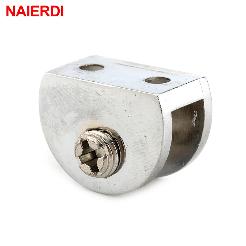 4PCS NAIERDI Half Round Glass Clamps Plane Zinc Alloy Shelves Support Two Hole Corner Bracket Clips For 8mm Furniture Hardware