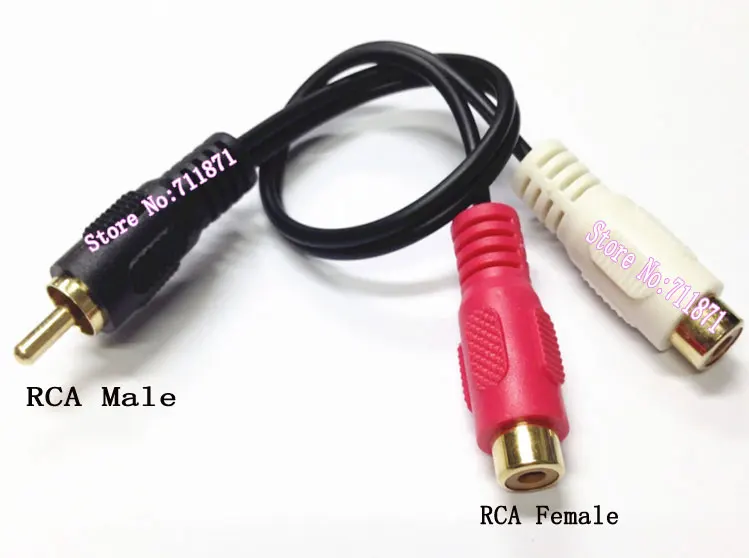 One male two Female RCA Cable Gold plated RCA Male Double Female Audio Cable Rca male plug to 2 RCA female jack adapter cable