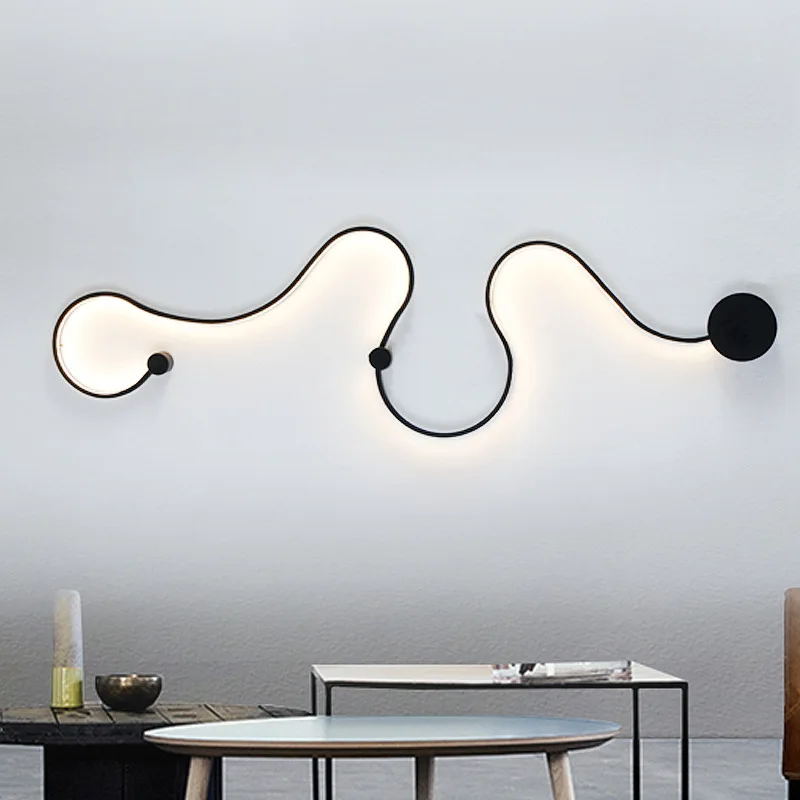 

Creative Linear Wall Lamp for Bedroom Bedside Background Home Decoration Nordic Designer Living room Hotel LED Wall Light