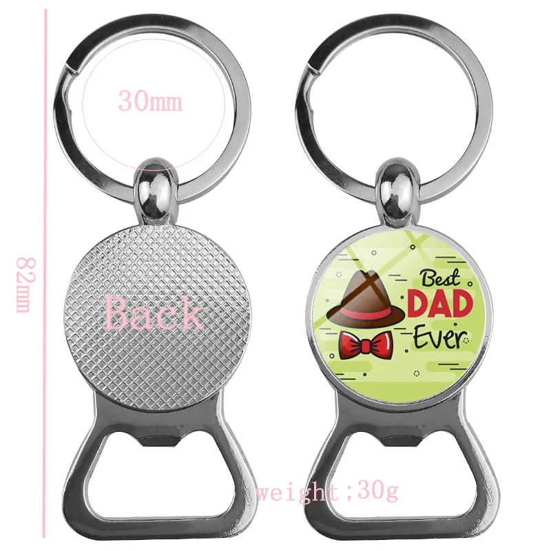 Super Papa Papa Bier Flaschenöffner Schlüsselanhänger versilbert Glas Cabochon Schlüsselanhänger Schmuck Liebesgeschenke für Vater – Detail 1