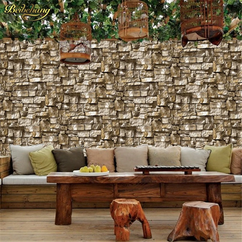 beibehang 3d wallpaper roll Chinese style dining room mural stone brick design background wall vinyl wallpaper for living room