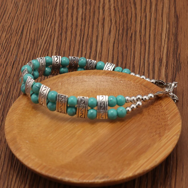 Aihua Maxi 2 Layers Carved S Shape Natural Stone Beads Bracelets & Bangles for Women Vintage Boho Bijuterias