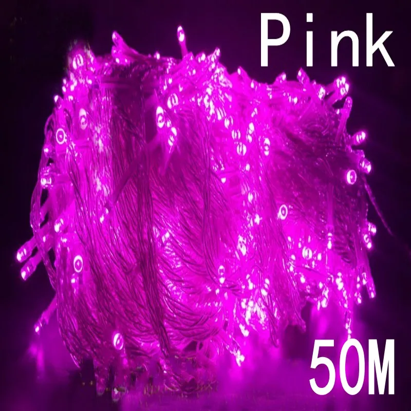 NEW pink Colors String Light 50M 400 LED  Christmas/Wedding/Party Decoration Lights  220V outdoor Waterproof led lamp