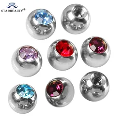 10pcs Mix Color 3 4 5 6mm Stainless Steel Piercing Ball 14/16G Lip Eyebrow Tongue Belly Navel Ring Body Jewelry Piercing Parts