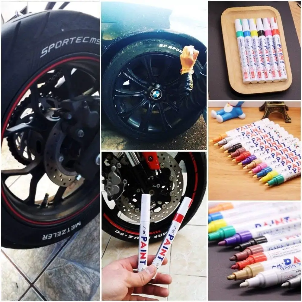 Colorful Waterproof pen Car Tyre Tire Tread CD Metal Permanent Paint markers Graffiti Oily Marker Pen Marcador Caneta Stationery