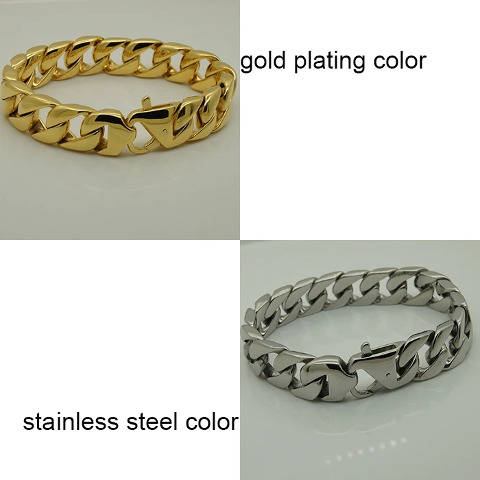 silver/gold plating simple & clean design men/boy 316L stainless steel bracelet