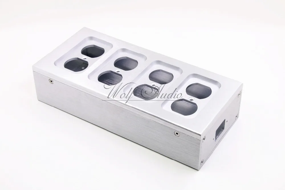 Silver Full Aluminum Electrical Outlet Box / Power Socket Chassis Outlet Enclosure HiFi Power Case