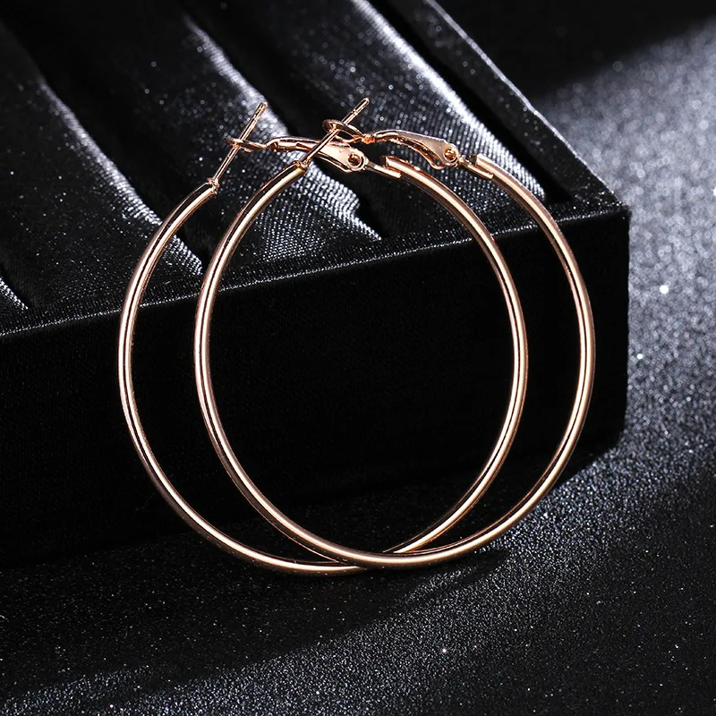 BLIJERY Rose Gold Color Big Hoop Earrings For Women Girls Fashion Jewelry Trendy Smooth Round Circle Earrings Basketball Brincos