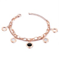 Trendy Double deck line chain Round Stainless Steel woman Bracelet Bangle rose gold/steel Jewelry Valentine's Day Gift