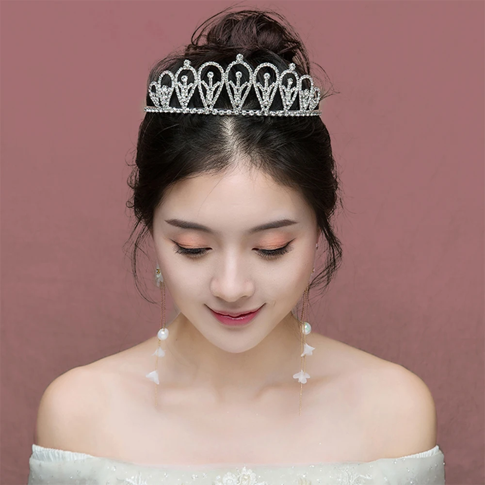 AINAMEISI Fashion Luxury Crystal Bridal Tiaras and Crowns Comb Pageant Headbands Big Crown Wedding Hair Jewelry For Women