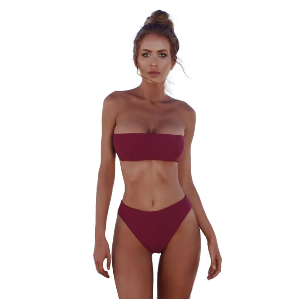 

WOMAIL Bikini 2019 Sexy Women Swimwear Bandeau Bikini Push Up Bra Swimsuit Beachwear Print Bather Suit Thong Bikini Set L30504