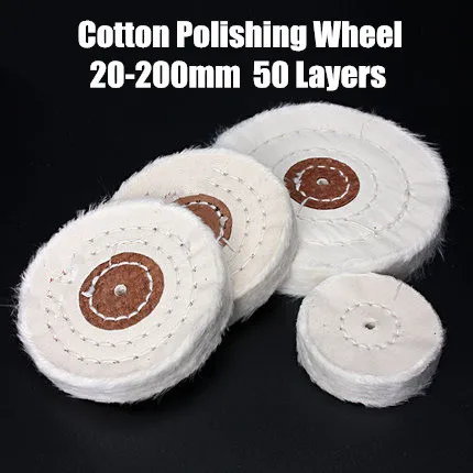 50-200mm White Cotton Lint Cloth Buffing Wheel Gold Silver Jewelry Mirror Polishing Wheel  4mm inner hole 50 Layers