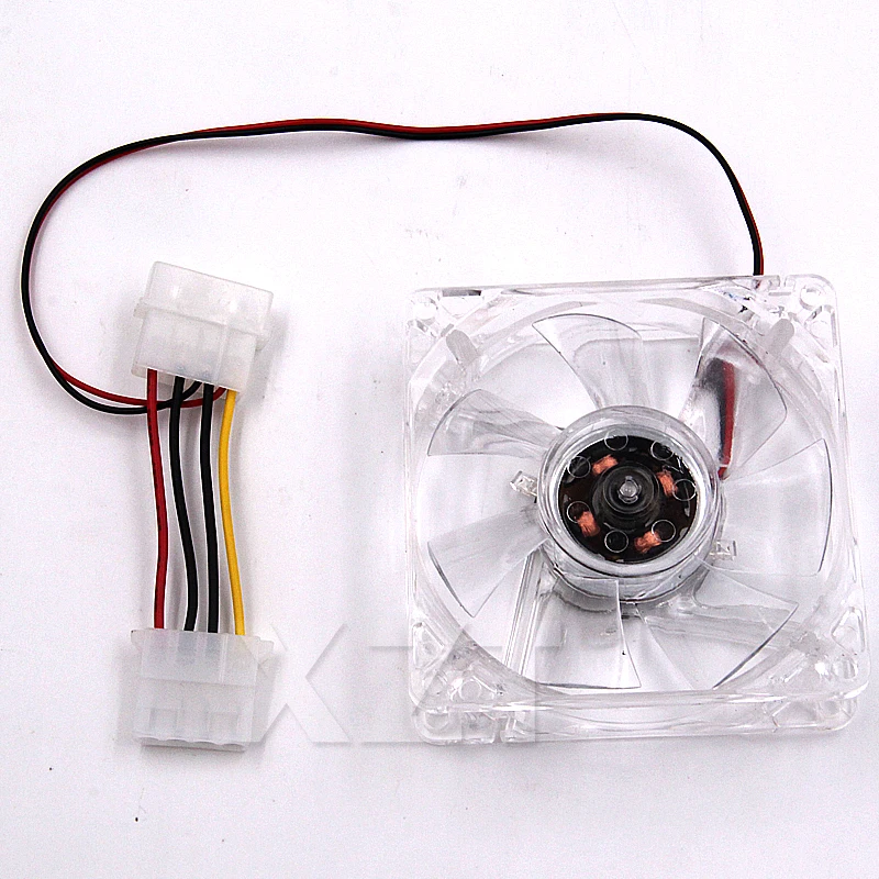 PZ Hot-sale pc computer 4 Pin CPU Cooling fan 80mm with 4ea led 8025 8cm silent DC 12V LED luminous chassis molex 4D plug axial