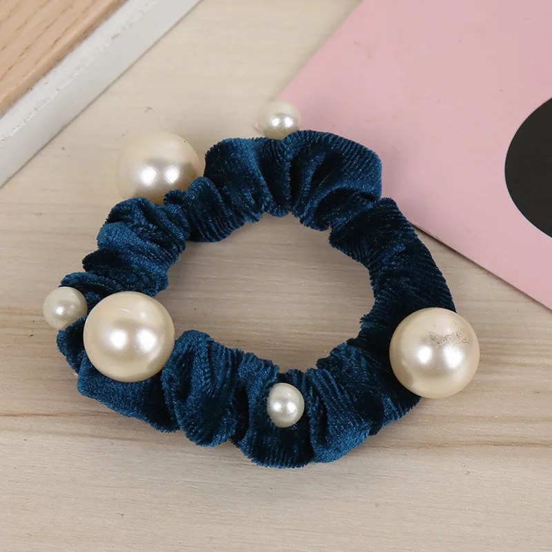 New Women arrival Velvet pearl Elastic Hair Ropes Scrunchies Girls\' No Crease Hair Ties Women Hair Accessories