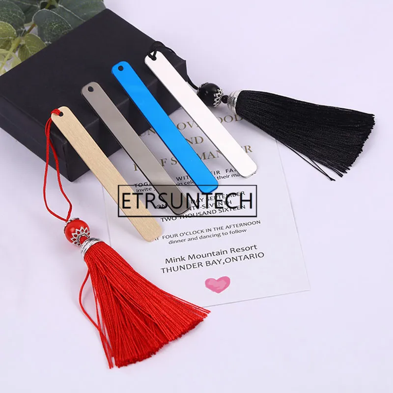 

100pcs Classic Chinese Style Stainless Steel Metal Bookmark With Tassel Custom Logo Party Favors and Gifts