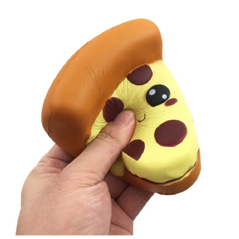 Jumbo Cute Pizza Squishy Slow Rising Simulation Soft Squeeze Toy PU Bread Cake Scented Anti Stress Fun for Kid Xmas Gift 13*11CM