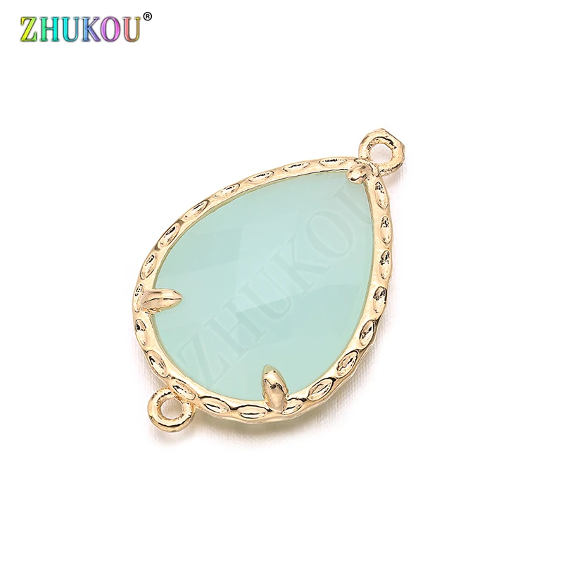 14*23mm High Quality Brass Cubic Zirconia Water-drops shape  Connectors DIY Jewelry Findings Making, Hole:1.0mm Model: VS298