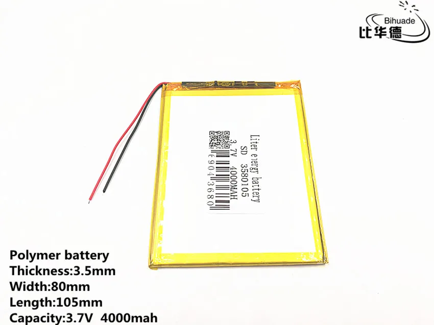 

5pcs/lot 3.7V,4000mAH,3580105 Polymer lithium ion / Li-ion battery for tablet PC(tablet personal computer 7 inch 8 inch 9inch