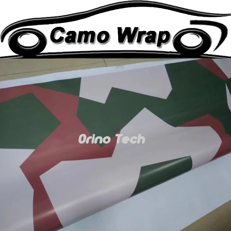 ORINO Jumbo Red ARMY Green Vinyl Film Camo Car Wrap Vinyl Air Drain For Vehicle Motorcycle Car Wrapping Decal Sticker