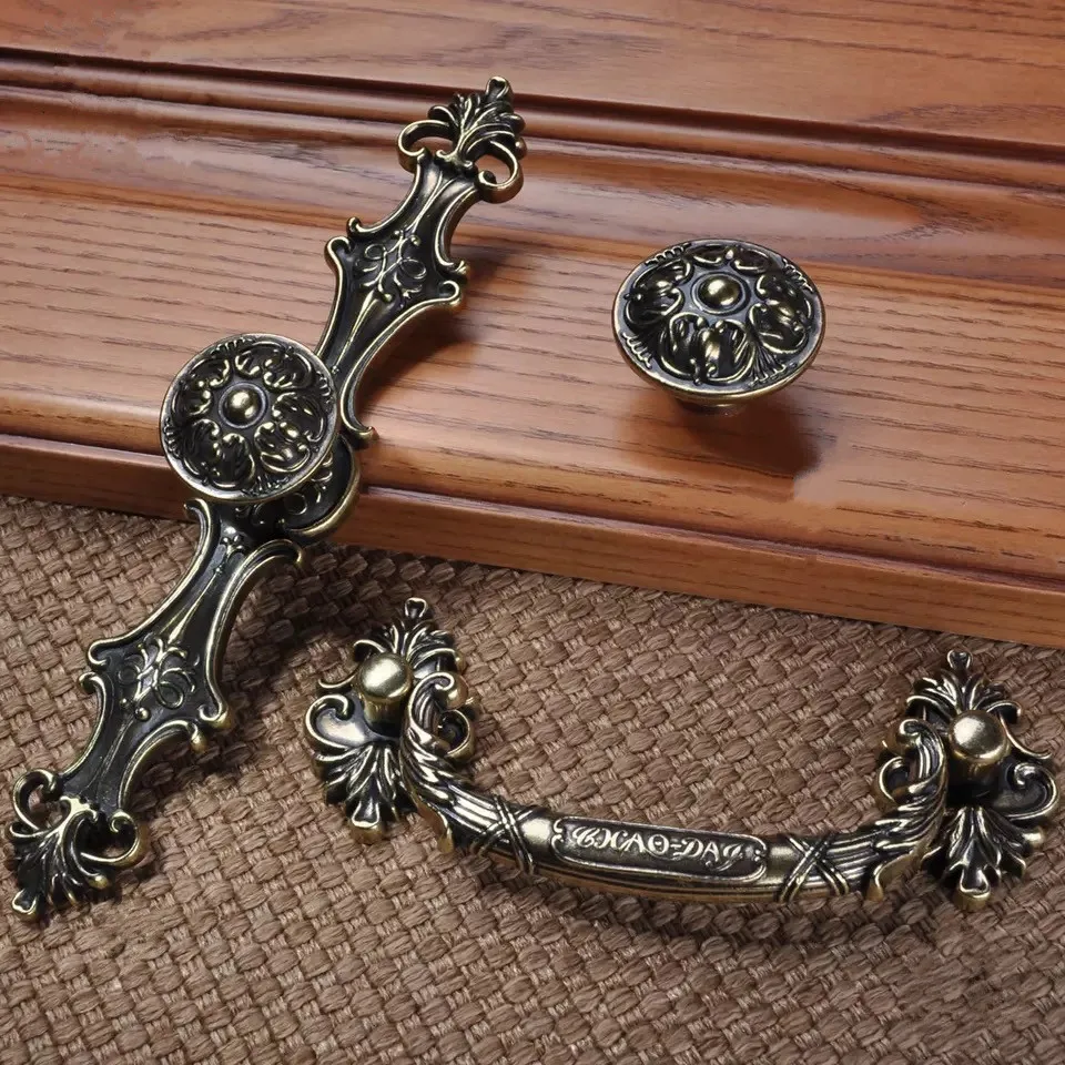 European bronze drawer handle Antique brass dresser cabinet handle 5