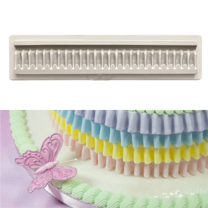 Aomily Silicone Ruffle Chocolate Cake Mold Skirt Fringe Sugarcraft Fondant Mould Nonstick Home Kitchen Baking Decorating Tools