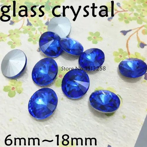 Cobalt Blue Color Rivoli Crystal Fancy Stone Point Back Glass Stone For Jewelry Making 6mm 8mm 10mm 12mm 14mm 16mm 18mm