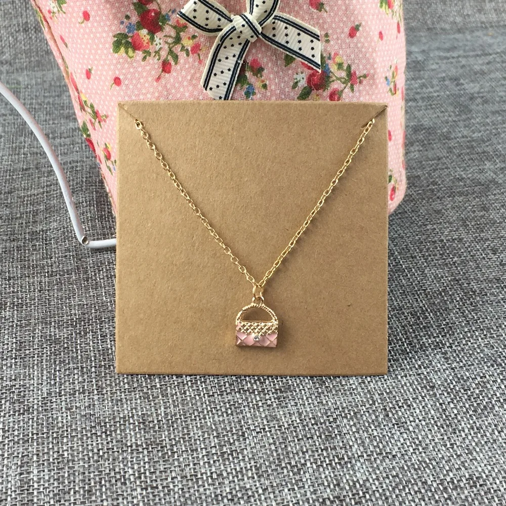 200pcs/lot 8*8cm kraft jewelry card necklaces card kraft cardboard Customize your own logo MOQ:1000pcs jewelry sets