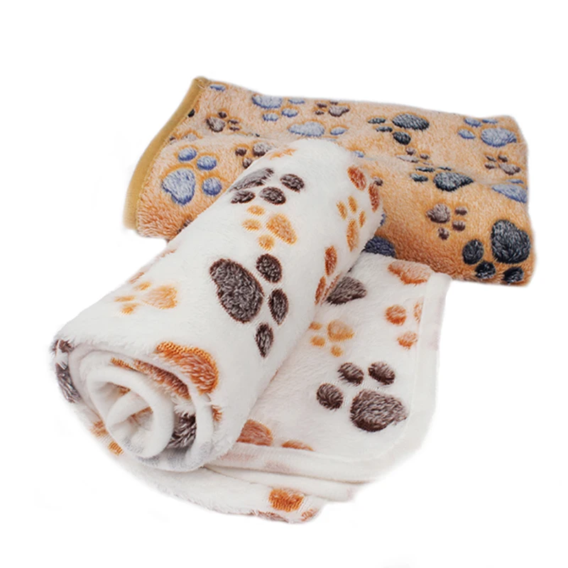 Pet Blanket Mat Winter Warm Soft Dog Cat Bed Dog Paw Print Sleeping House Mattress Cover Cushion For Small Medium Dog Puppy Cat