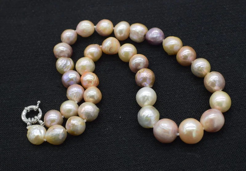 freshwater pearl multicolor reborn keshi 9-13mm NEAR ROUND baroque necklace 18inch FPPJ wholesale beads nature