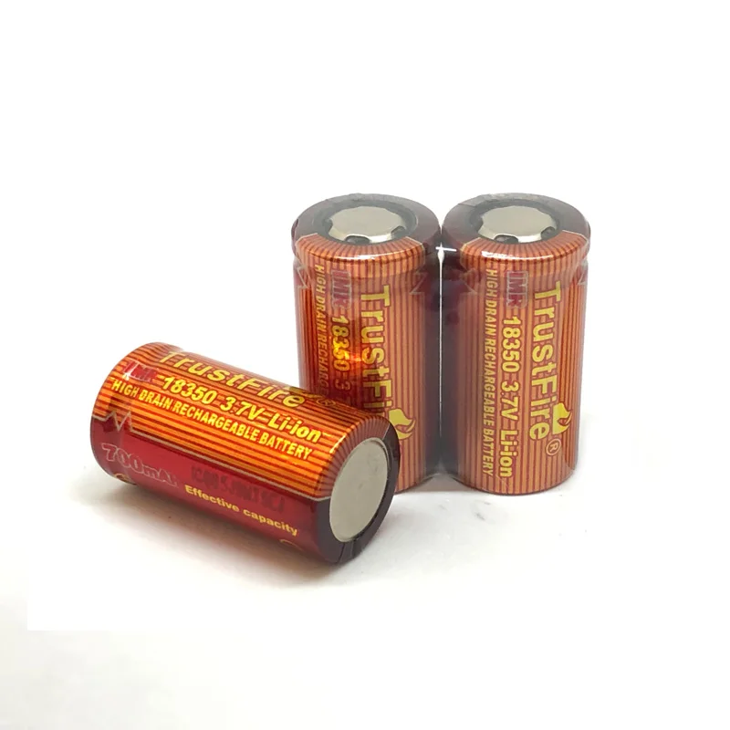 2 unids/lote TrustFire IMR 18350 700mAh 3,7 V batería de litio recargable baterías de alto consumo celda para cigarrillos electrónicos linternas LED