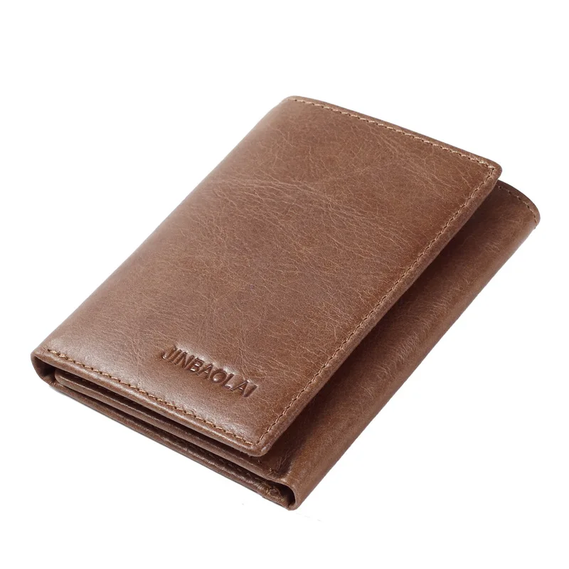 Jinbaolai Brand Vintage Men\'s Genuine leather wallet small man purse card holder money bag for male